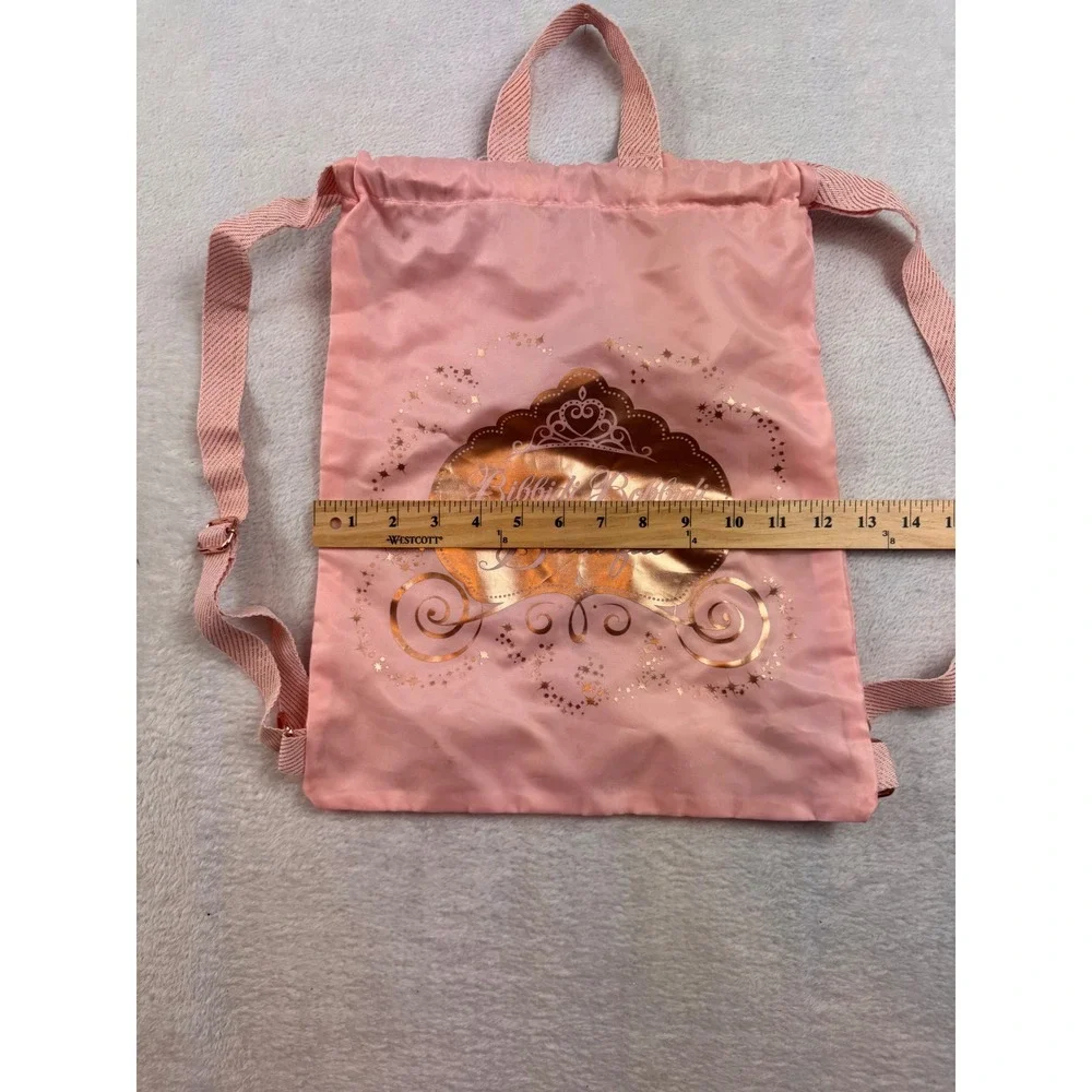 Disney Parks Bibbidi Bobbidi Boutique Pink Drawstring Backpack Rose Gold Bag